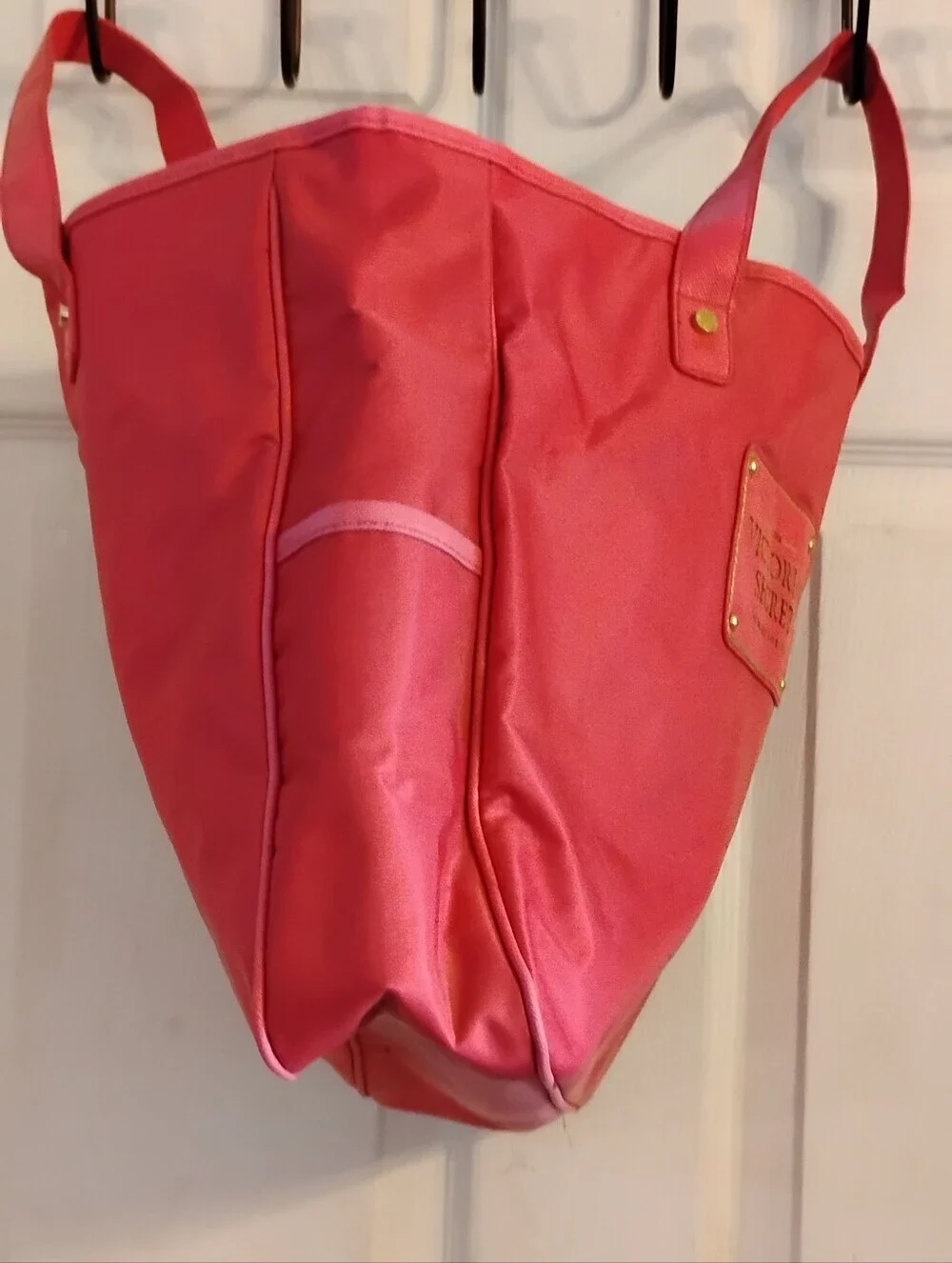 Vintage Victoria's Secret Bold Red Tote with Gold-tone Logo Plate